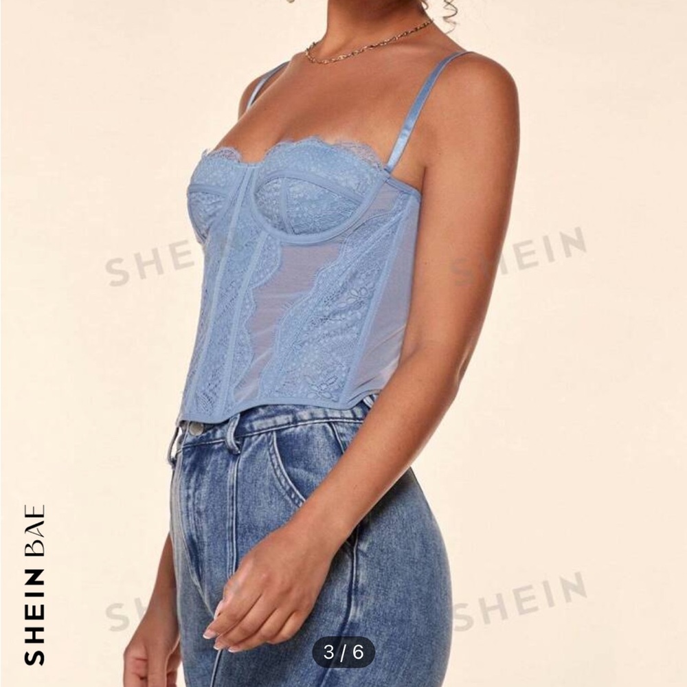 NWT | SHEIN BAE | Blue Lace Corset Top